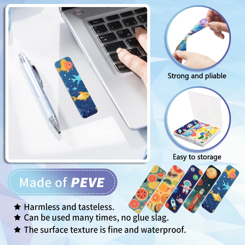 TOEMUR 48 Pieces Anxiety Sensory Stickers with Storage Box - Calming Stickers with 2 Textured Stickers for Adults & Teens Desk Fidget - Sensory Strips - Teacher Must Haves (Cartoon) - Image 4